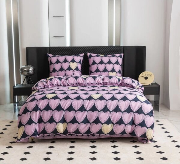 Pościel z mikrofibry VIOLET HEARTS jasnofioletowa Rozmiar pościeli: 2 szt 70 x 80 cm | 160 x 200 cm