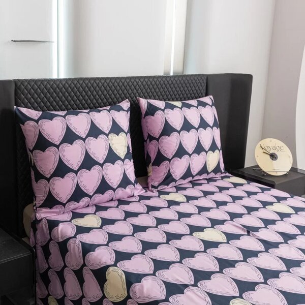 Pościel z mikrofibry VIOLET HEARTS jasnofioletowa Rozmiar pościeli: 2 szt 70 x 80 cm | 160 x 200 cm