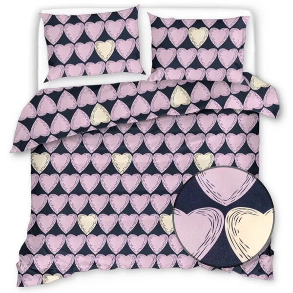 Pościel z mikrofibry VIOLET HEARTS jasnofioletowa Rozmiar pościeli: 2 szt 70 x 80 cm | 160 x 200 cm