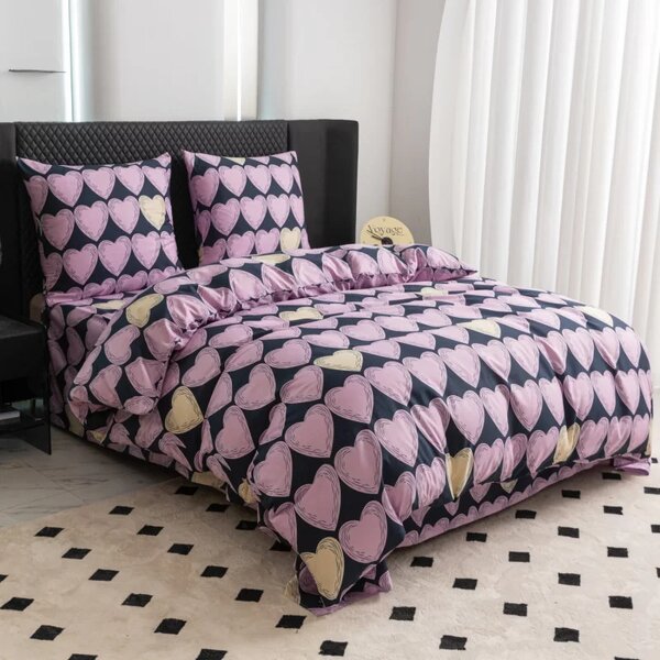 Pościel z mikrofibry VIOLET HEARTS jasnofioletowa Rozmiar pościeli: 2 szt 70 x 80 cm | 160 x 200 cm