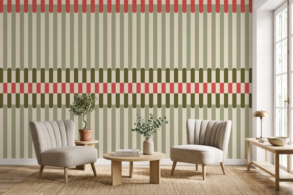 Fototapety Wzór w paski w odcieniach zieleni i koralowca, Fototapety Geometryczne, w05150v4 : Uwalls.pl