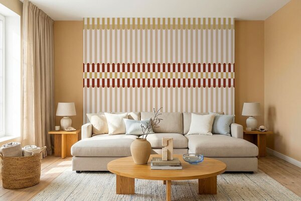 Fototapety Wzór w paski w odcieniach beżu i terakoty, Fototapety Geometryczne, w05150v3 : Uwalls.pl