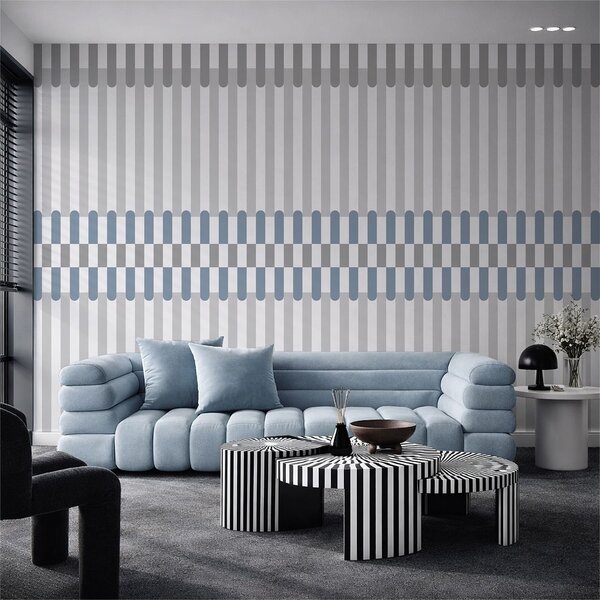 Fototapety Wzór w paski w odcieniach szarości i błękitu, Fototapety Geometryczne, w05150v6 : Uwalls.pl