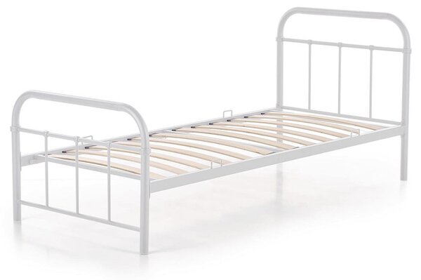 Białe pojedyncze łóżko z metalu 90x200 F7-F49