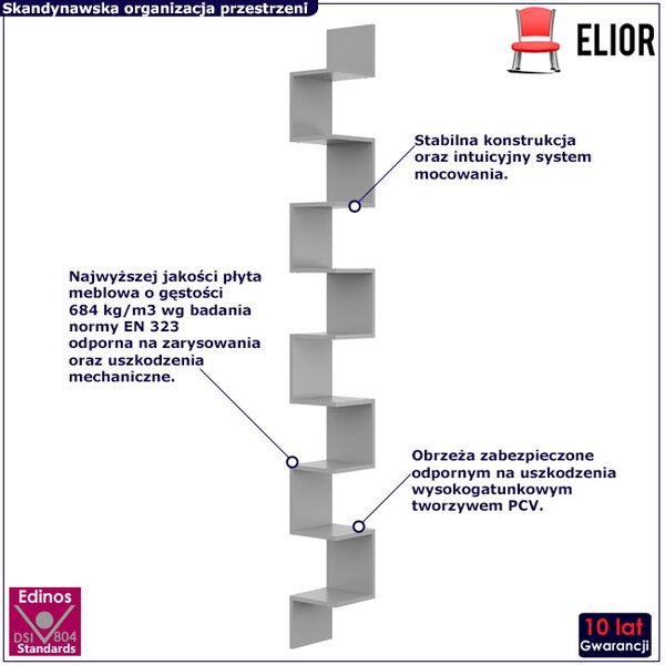 Szara narożna półka na ścianę B4-H50