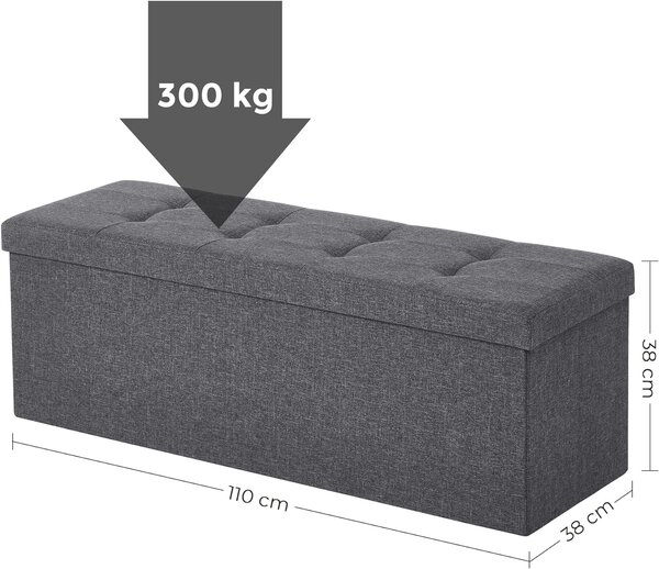 Taboret z miejscem do przechowywania OTTOMAN 110x38 cm, ciemnoszary