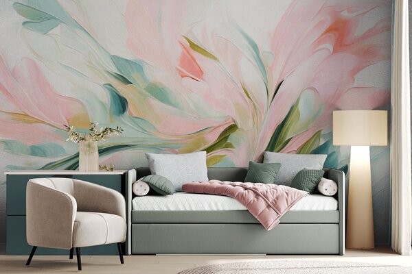 Fototapety Abstrakcyjny styl malarski z motywami kwiatowymi, charakteryzujący się delikatnymi, pastelowymi, Fototapety Abstrakcja, w09871 : Uwalls.pl