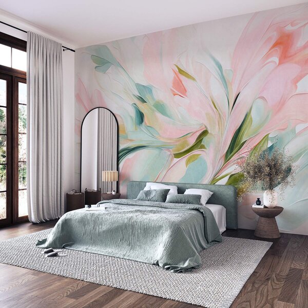 Fototapety Abstrakcyjny styl malarski z motywami kwiatowymi, charakteryzujący się delikatnymi, pastelowymi, Fototapety Abstrakcja, w09871 : Uwalls.pl