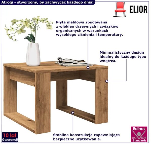 Skandynawski mały stolik kawowy dąb artisan P3-F48