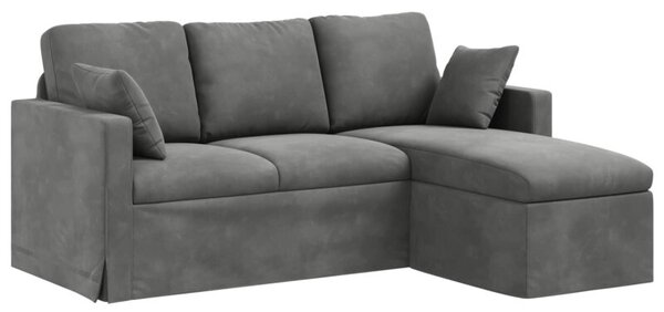 Nowoczesna sofa aksamitna w kolorze ciemnoszarym z metalowÄ ramÄ
