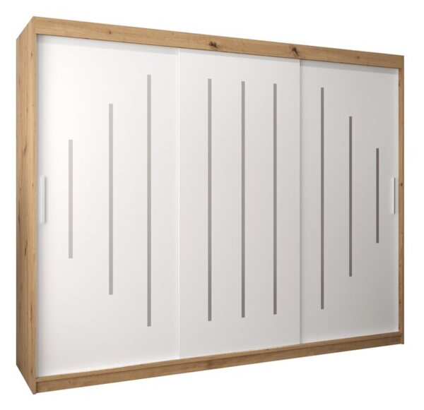 Szafa przesuwna garderoba York 250 wys. 200 cm artisan + biaÅy