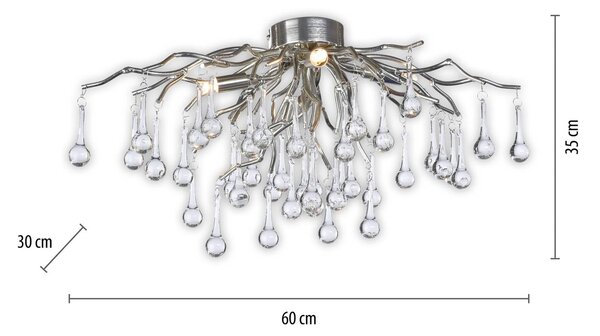 Paul Neuhaus Lampa sufitowa Icicle, aluminiowy / szary / cynkowy, salon / jadalnia, szkło