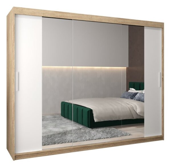 Szafa przesuwna garderoba Tokyo 2 250 wys. 200 cm sonoma + biaÅy