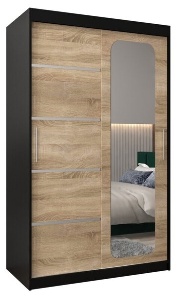 Szafa przesuwna garderoba Promo V2 120 wys. 200 cm czarny + sonoma