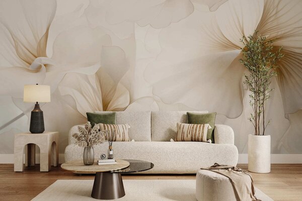 Fototapety Delikatne kwiaty w stylu akwareli, o zwiewnych, półprzezroczystych płatkach, tworzące elegancką, Tapety Wyjątkowe, w05360v1 : Uwalls.pl