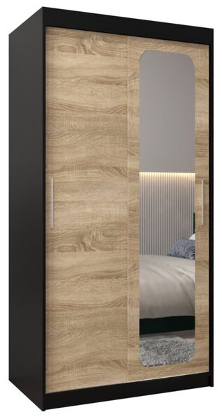 Szafa przesuwna garderoba Promo T2 100 wys. 200 cm czarny + sonoma