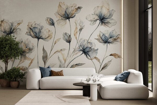 Fototapety Eleganckie, zwiewne kwiaty o półprzezroczystych, warstwowych płatkach na długich, delikatnych, Fototapety Kwiaty, w05579 : Uwalls.pl