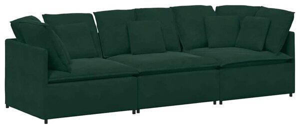 Sofa moduÅowa z poduszkami aksamitna ciemnozielona