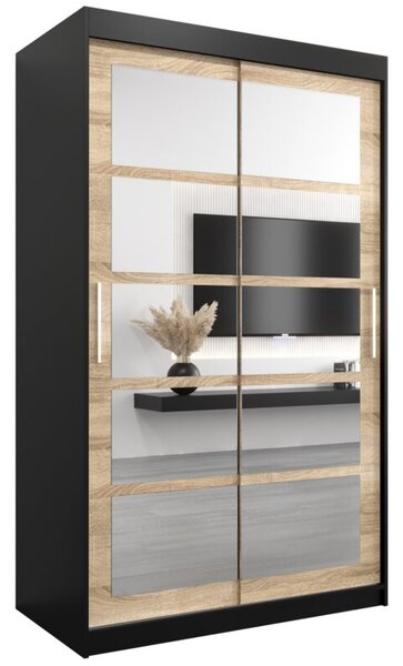 Szafa przesuwna garderoba Roma 2 120 wys. 200 cm czarny + sonoma