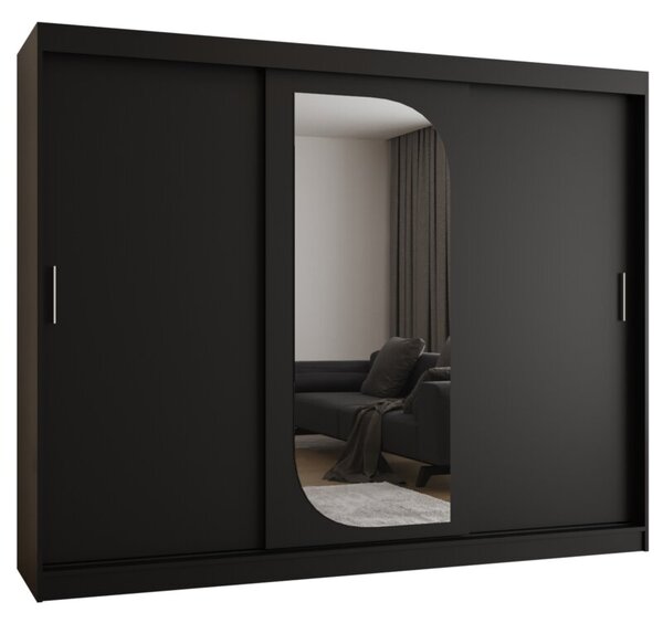 Szafa przesuwna z lustrem garderoba Lucy 250 wys. 200 cm czarny