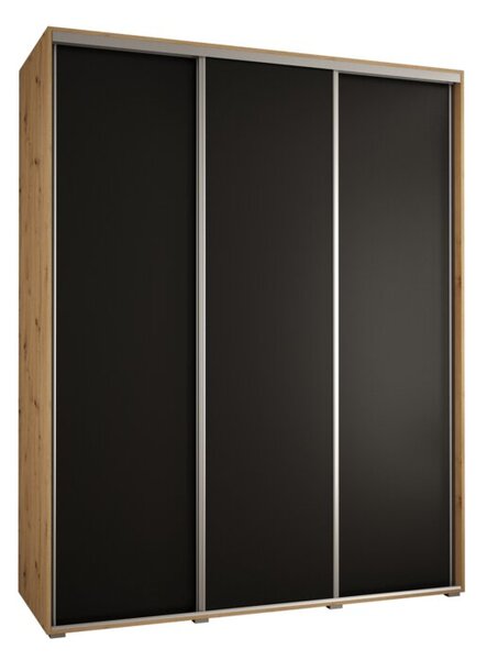 Szafa przesuwna wysoka Davos 1 200, gÅ. 60 cm artisan + czarny + srebrny
