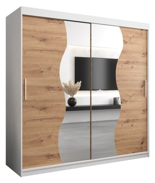 Szafa przesuwna garderoba Madryt 200 wys. 200 cm biaÅy + artisan