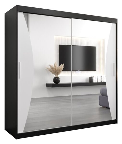 Szafa przesuwna garderoba Monaco 200 wys. 200 cm czarny + czarny