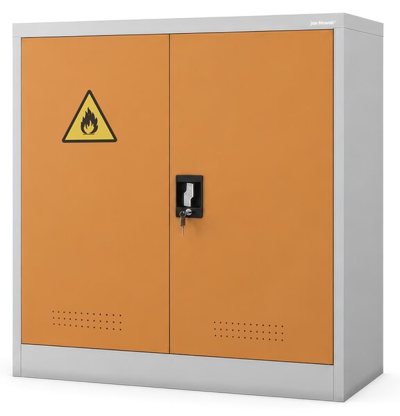 Szafa chemiczna na chemikalia BHP niska szaro-żółta: IRENE, 1000 x 1040 x 400 mm