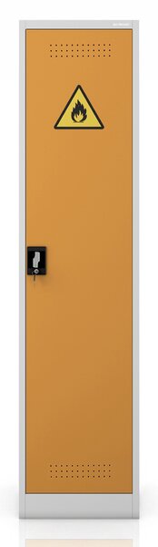 Szafa chemiczna na chemikalia BHP typu słupek szaro-żółta: PETER, 500 x 1850 x 400 mm