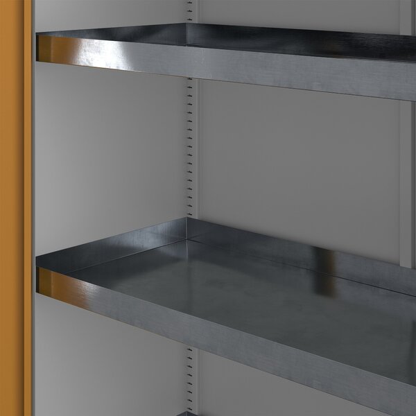 Szafa chemiczna na chemikalia BHP typu słupek szaro-żółta: PETER, 500 x 1850 x 400 mm