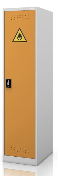 Szafa chemiczna na chemikalia BHP typu słupek szaro-żółta: PETER, 500 x 1850 x 400 mm