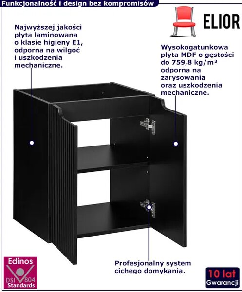 Czarna nowoczesna szafka ryflowana M5-H66
