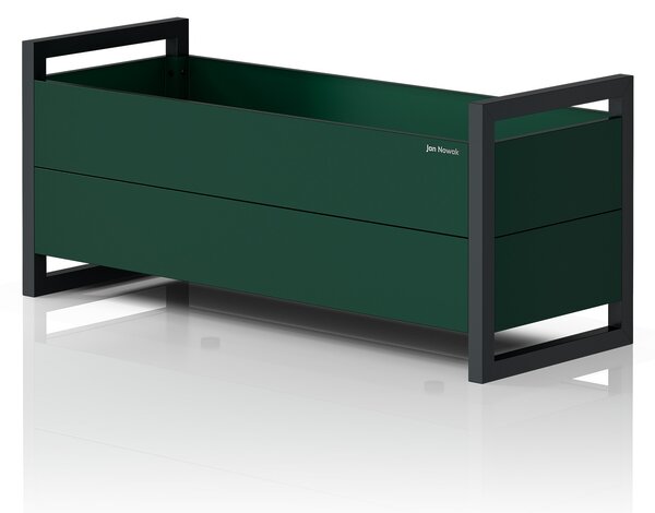 Osłona donica na kwiaty metalowa niska butelkowozielono-antracytowa: MARGARET 1000 x 430 x 380 mm