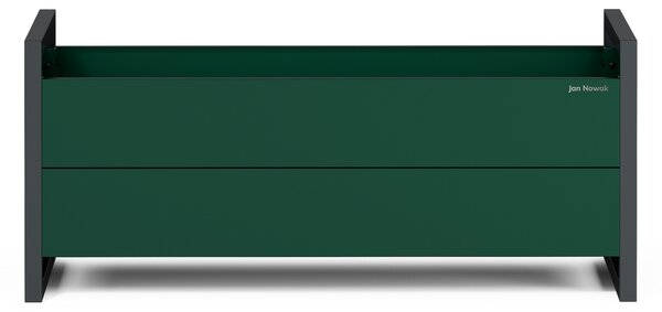 Osłona donica na kwiaty metalowa niska butelkowozielono-antracytowa: MARGARET 1000 x 430 x 380 mm
