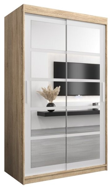 Szafa przesuwna garderoba Roma 2 120 wys. 200 cm sonoma + biaÅy