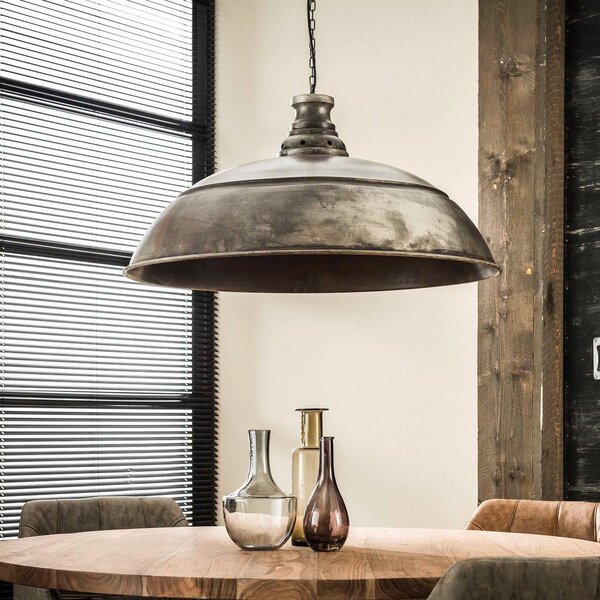 ZIJLSTRA Lampa wisząca Spitse Pet, możliwość ściemniania, aluminiowy / szary / cynkowy, salon / jadalnia, metal, vintage