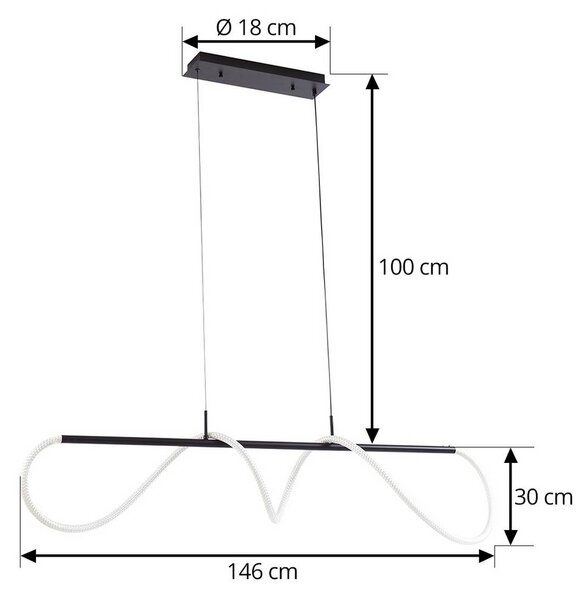 Lampa wisząca Kisune Lucande, czarny, salon / jadalnia, tworzywo sztuczne, nowoczesny