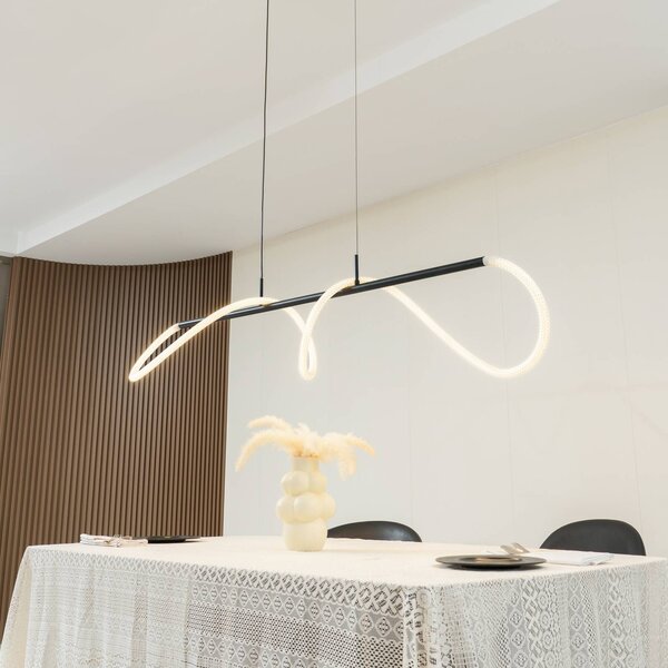 Lampa wisząca Kisune Lucande, czarny, salon / jadalnia, tworzywo sztuczne, nowoczesny