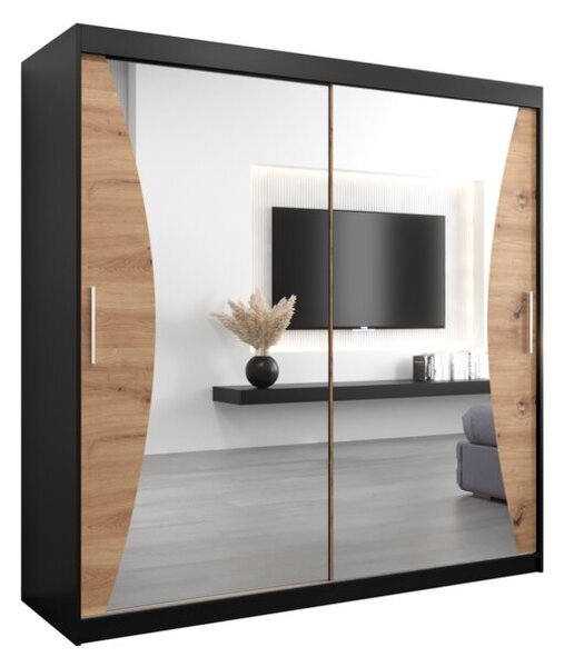 Szafa przesuwna garderoba Monaco 200 wys. 200 cm czarny + artisan