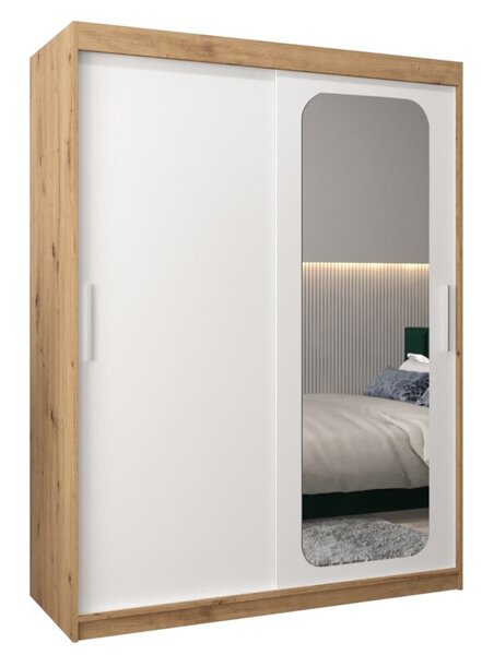 Szafa przesuwna garderoba Promo T2 150 wys. 200 cm artisan + biaÅy
