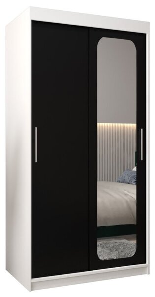 Szafa przesuwna garderoba Promo T2 100 wys. 200 cm biaÅy + czarny