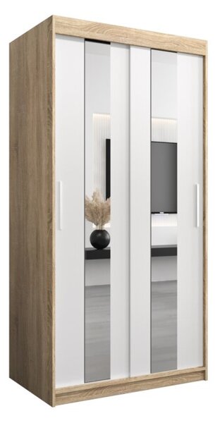 Szafa przesuwna garderoba Pole 100 wys. 200 cm sonoma + biaÅy