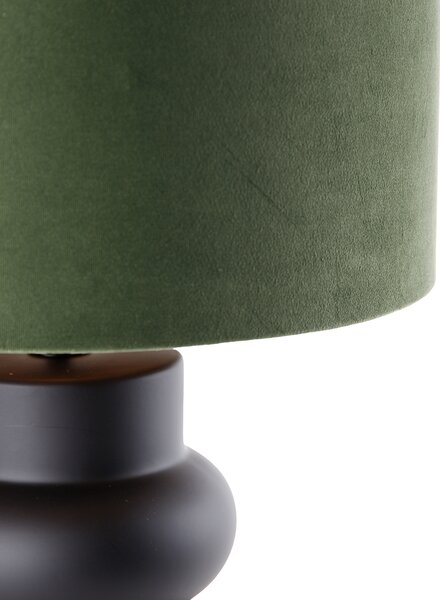 Designerska lampa stołowa z czarnym aksamitnym kloszem, zielonym ze złotem 35 cm - Alisia