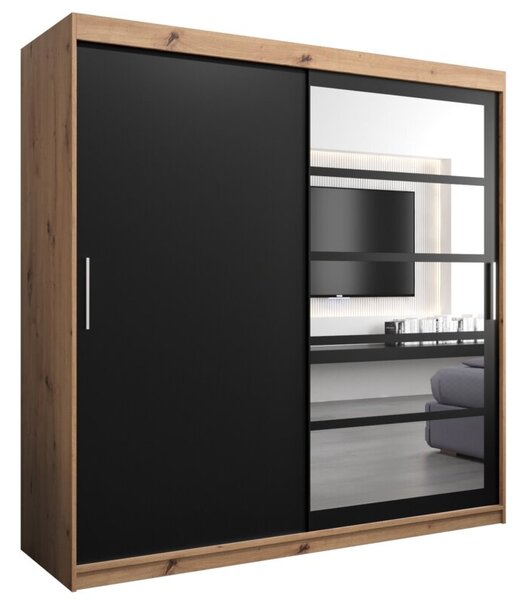 Szafa przesuwna garderoba Roma 1 200 wys. 200 cm artisan + czarny