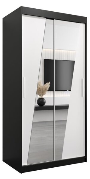 Szafa przesuwna garderoba Rhomb 100 wys. 200 cm czarny + czarny
