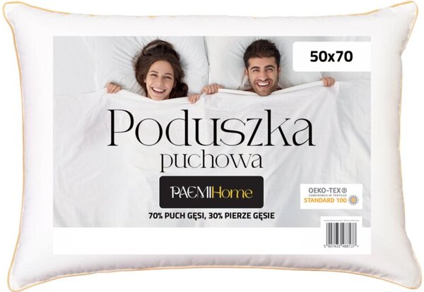Poduszka puchowa do spania PaemiHome 50x70 cm 70% puch, 30% pierze 1szt