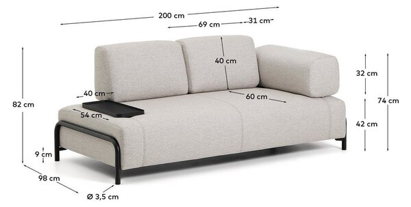 Szarobeżowa sofa modułowa 200 cm Compo – Kave Home