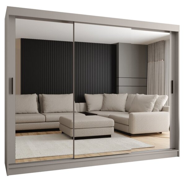 Szafa przesuwna z lustrem garderoba Rubino T3 250 wys. 200 cm kaszmir