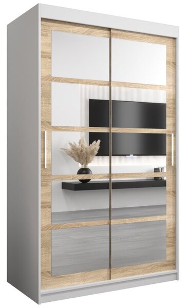 Szafa przesuwna garderoba Roma 2 120 wys. 200 cm biaÅy + sonoma