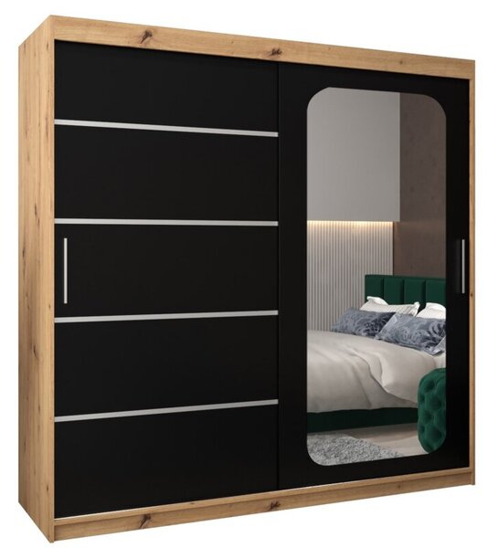 Szafa przesuwna garderoba Promo V2 200 wys. 200 cm artisan + czarny